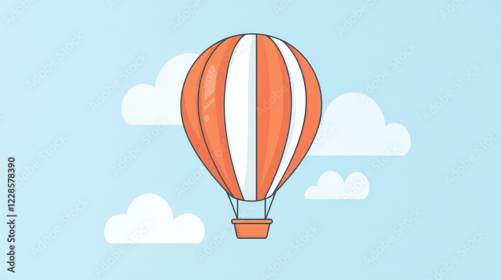 Obraz premium Colorful Hot Air Balloon Flying Against Bright Blue Sky Background