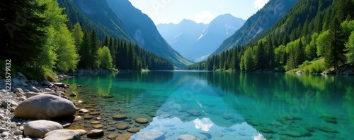 Crystal clear Morskie Oko waters, sharp Tatra backdrop, scenery, stunning
