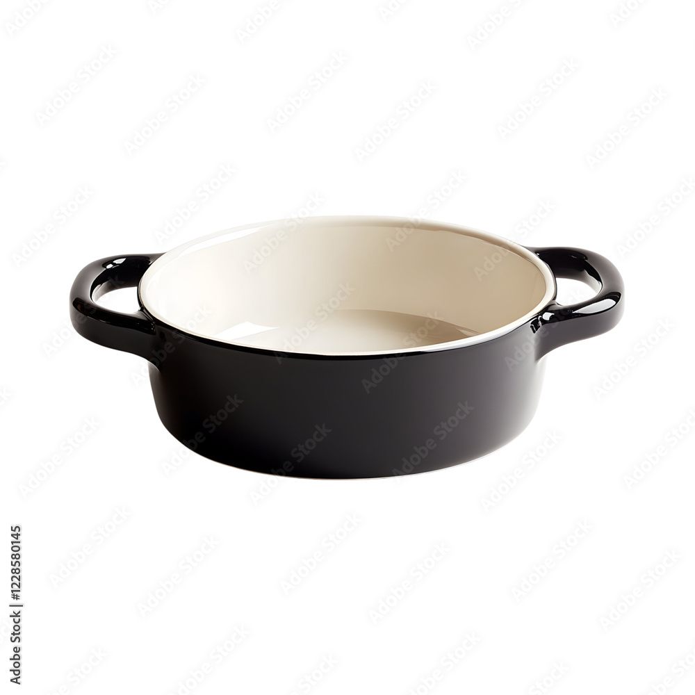 Stylish Ceramic Baking Dish in Black and White Isolated on Transparent Background Stylish Ceramic Baking Dish in Black and White Isolated on Transparent Background