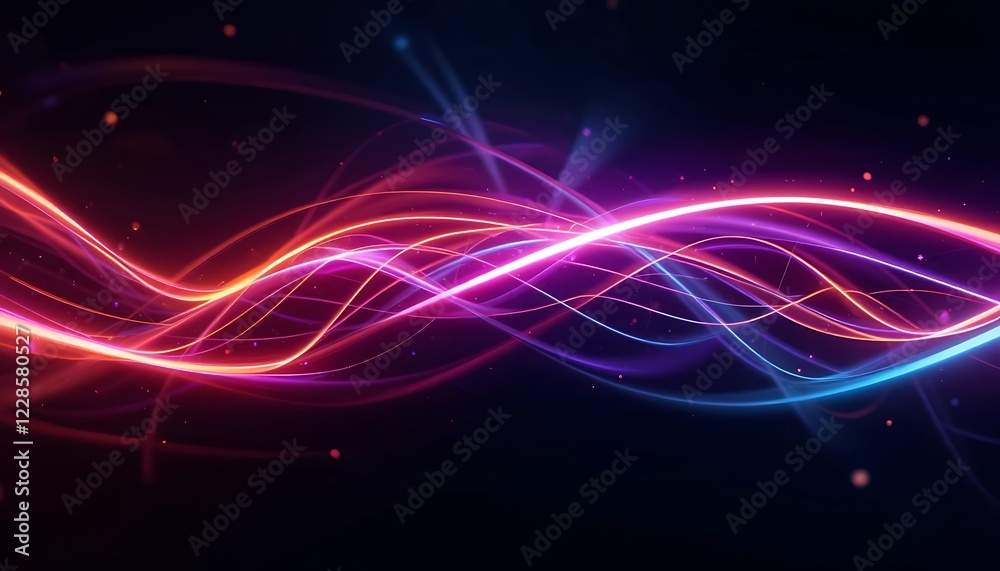 Naklejka premium Abstract Neon Wave Light Trails Design