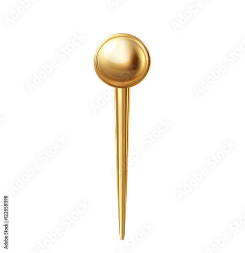 Shiny Gold Pushpin, Isolated on Transparent Background