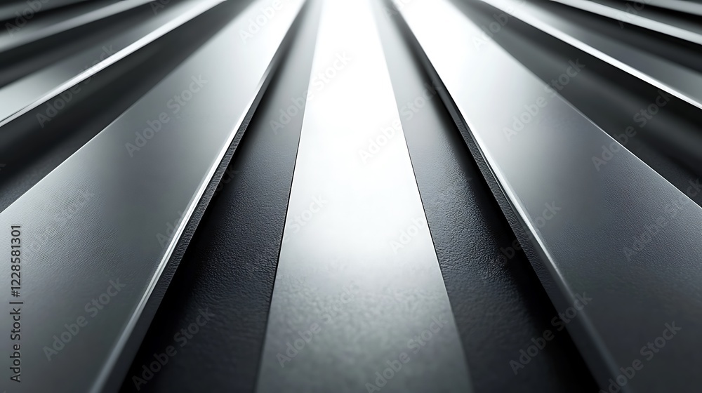 Abstract Metal Stripes Converging Towards Light Abstract Metal Stripes Converging Towards Light