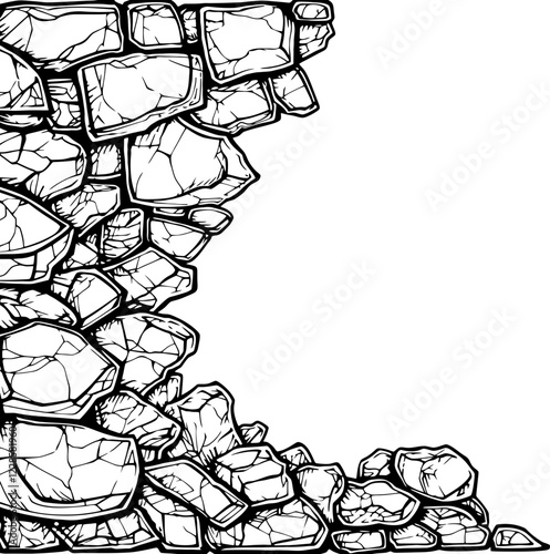 Stone corner border outline drawing
