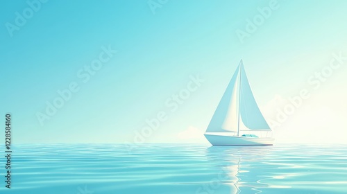 Serenity of a Sailing Yacht on Calm Blue Waters in Soft Light