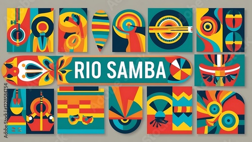 Abstract Rio Samba Carnival Artwork Colorful Design