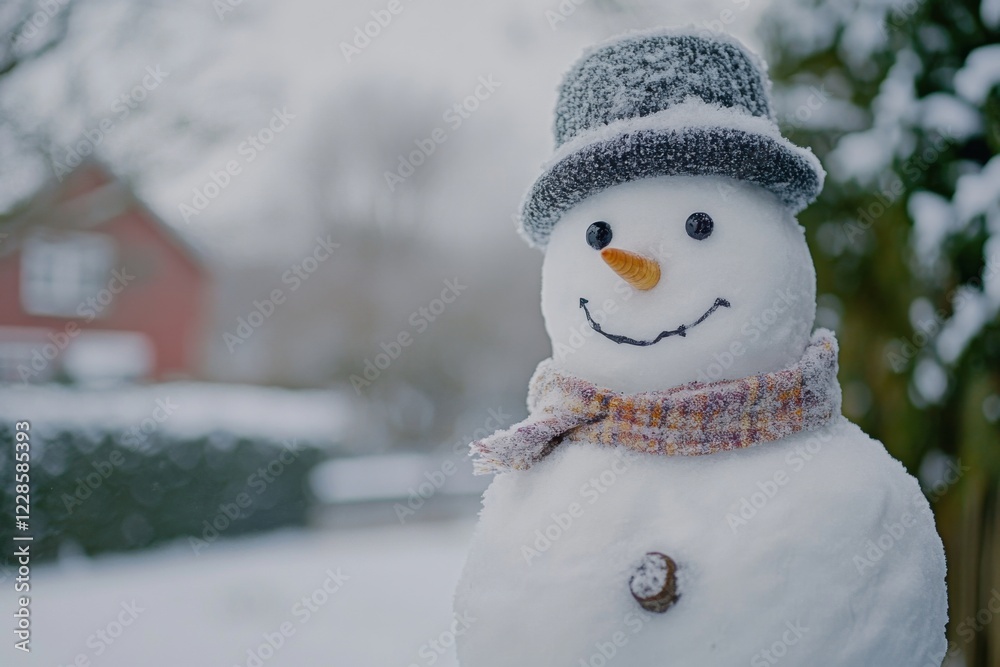 Obraz premium Melting snowman with time lapse setup composition and overcast light on transformation detail