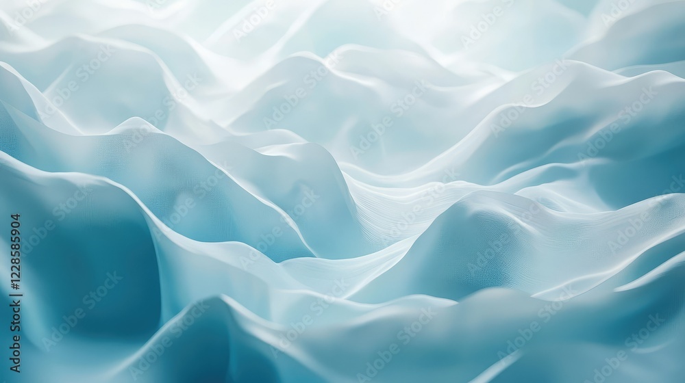 Fototapeta premium Soft Waves of Light Blue Fabric Flowing in Gentle Motion