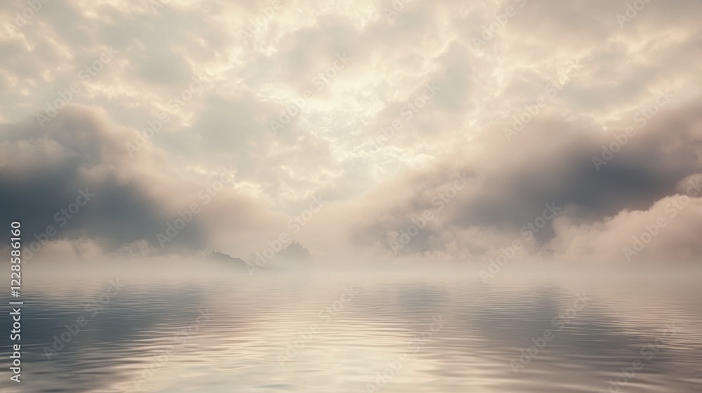 Obraz premium Ominous Thick Smoke Overshadowing Calm Water With Muted Colors