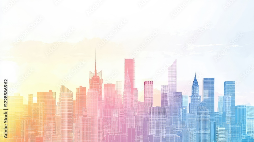 Colorful Sunrise Over Urban Skyline with Soft Hues and Background Light Colorful Sunrise Over Urban Skyline with Soft Hues and Background Light