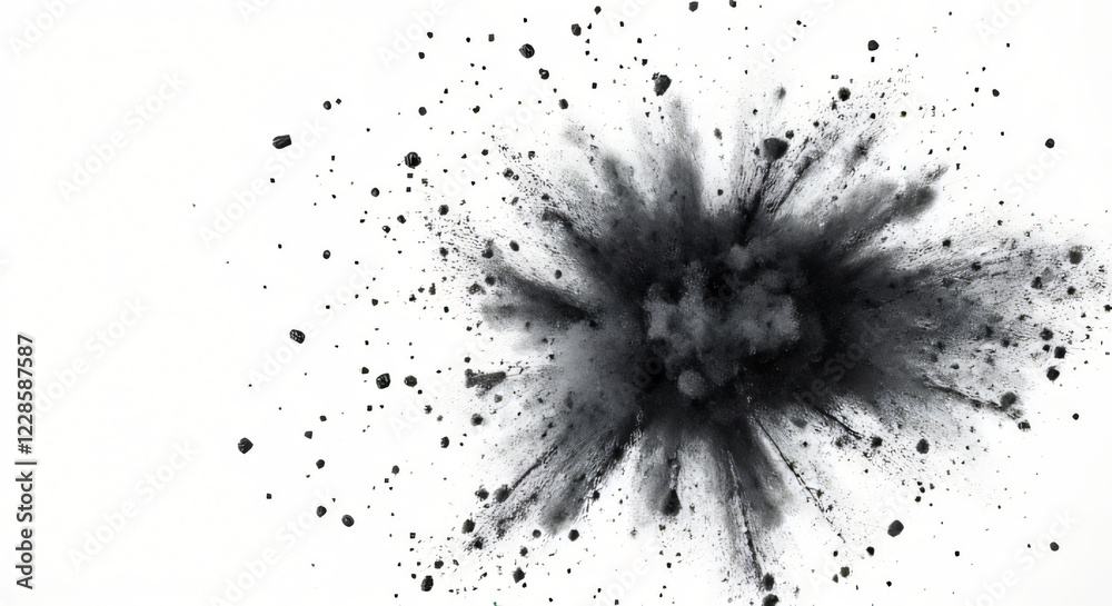 Black Chalk Pieces and Dust Exploding in High-Definition Black Chalk Pieces and Dust Exploding in High-Definition