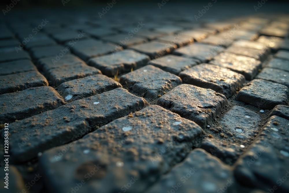 Obraz premium Grimy cinder blocks, uneven surface, deep shadows, building material, damaged