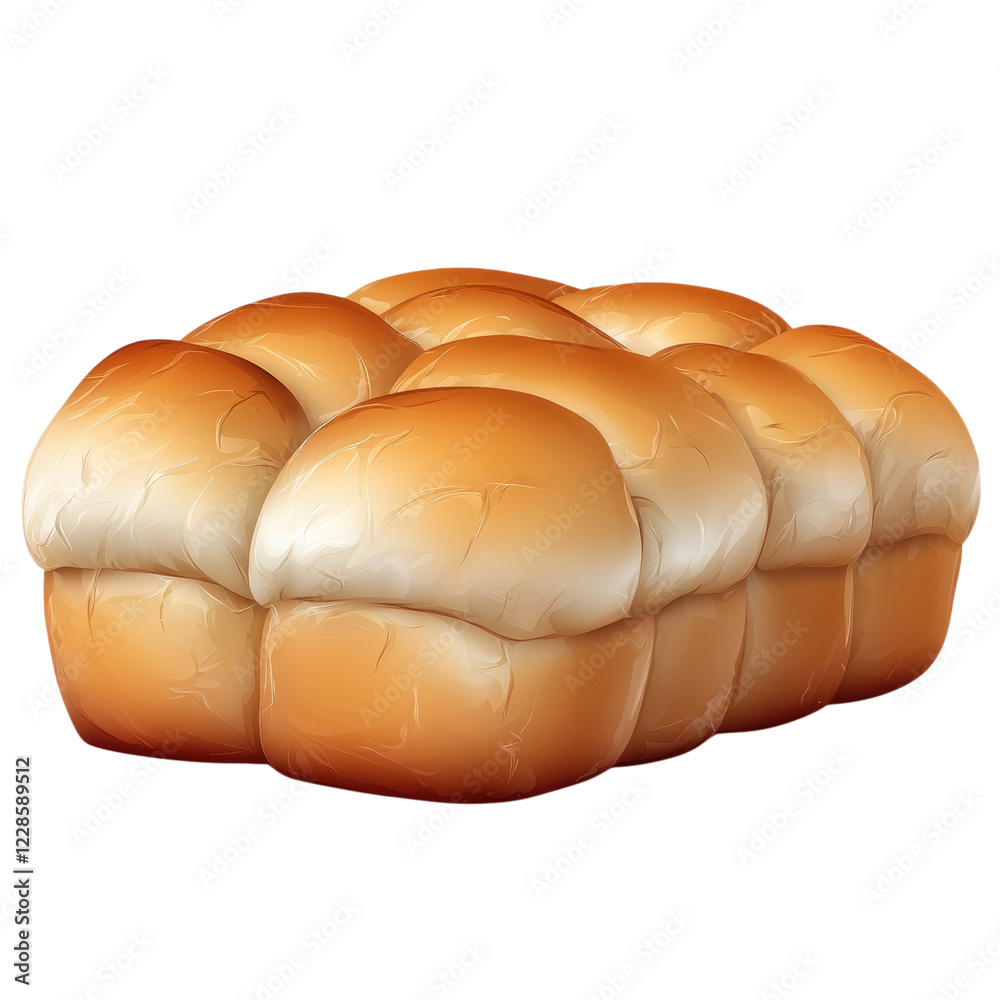 A loaf of soft, golden-brown bread rolls stacked together. A loaf of soft, golden-brown bread rolls stacked together.