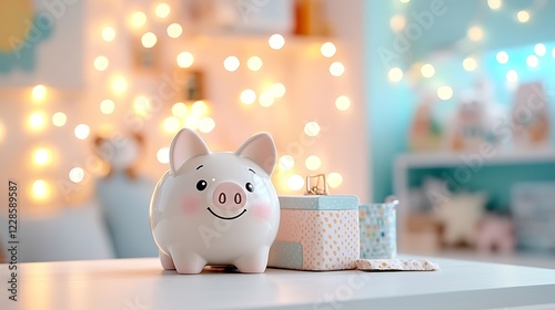 Piggy bank, gift, nursery, lights, savings