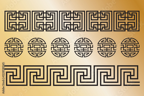 Buryad Mongolian traditional frame ornament vector illustration. Buddhist swastika	