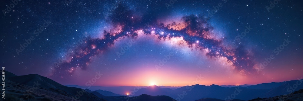 Fototapeta premium Stunning Milky Way arch, cosmic dust clouds, stellar expanse , starfield, space
