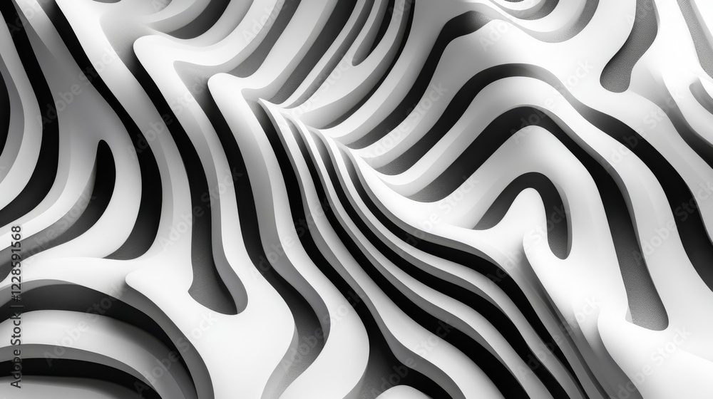 Abstract grayscale undulating layered wave design Abstract grayscale undulating layered wave design