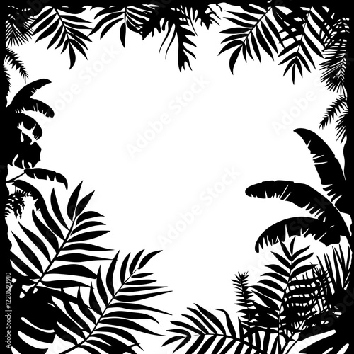Wallpaper Mural Tropical leaves silhouette frame Torontodigital.ca