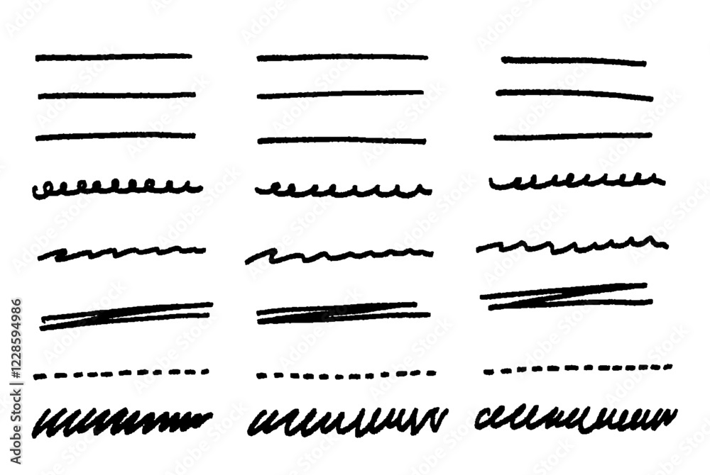 Fototapeta premium 手書き風黒のラインマーカーのイラスト素材