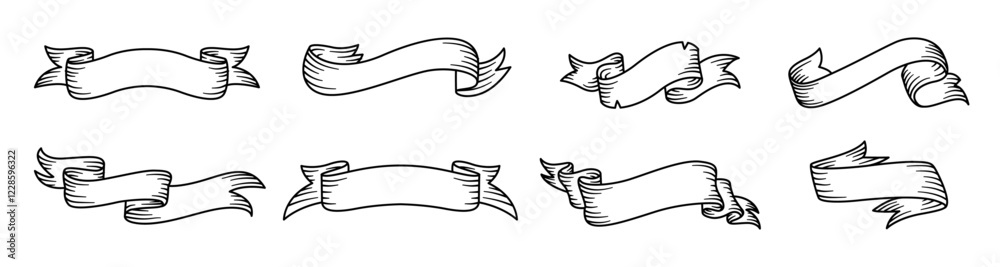 Set of Classic Retro Ribbon Illustrations Set of Classic Retro Ribbon Illustrations