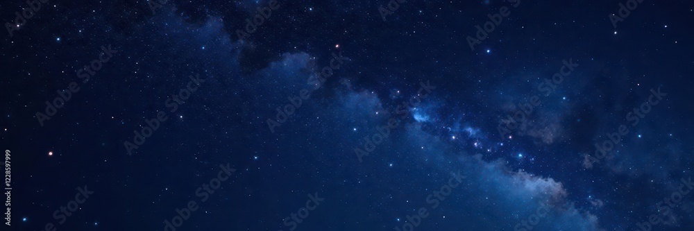 Sparkling stars scattered across a deep black night sky , heavenly, deep space