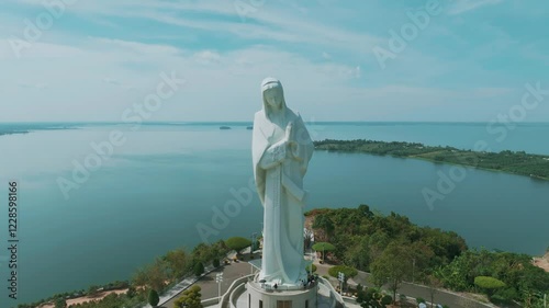 4K Aerial view of Our Lady of Nui Cui, A Pilgrimage in Dong Nai, Vietnam