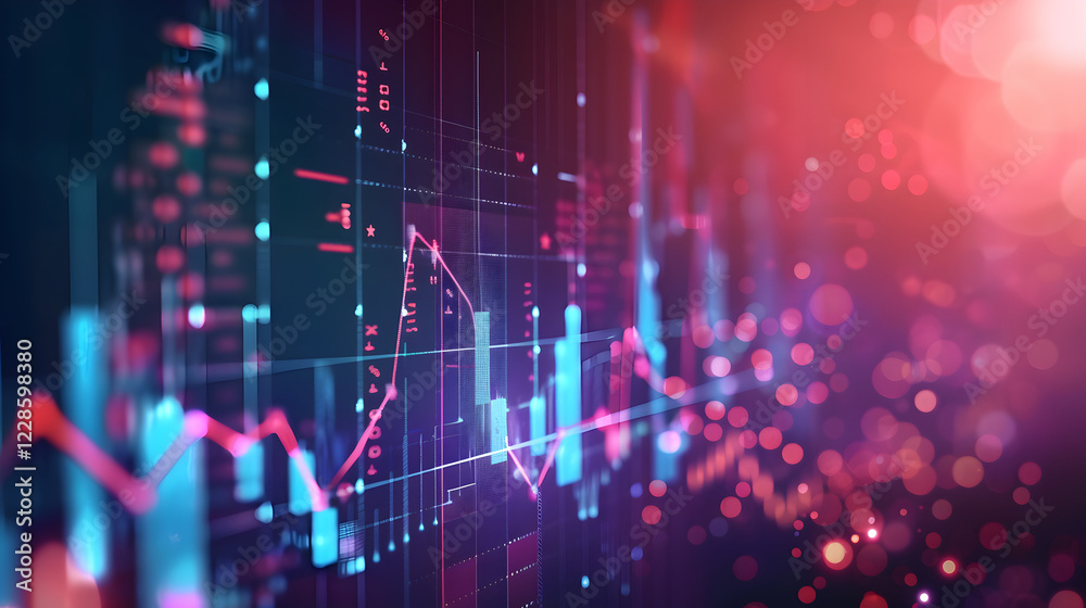 Abstract financial data visualization with graphs and bright colors. Abstract financial data visualization with graphs and bright colors.