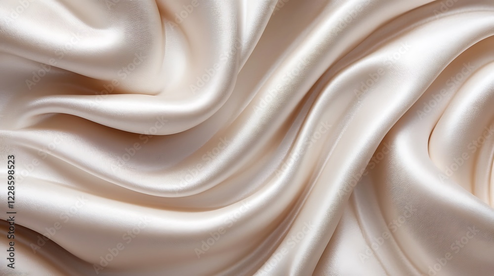 Fototapeta premium Elegant Draped Beige Silk Fabric Texture