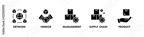 Supplier banner web icon vector illustration concept with icon of network, vendor, management, supply chain, and product