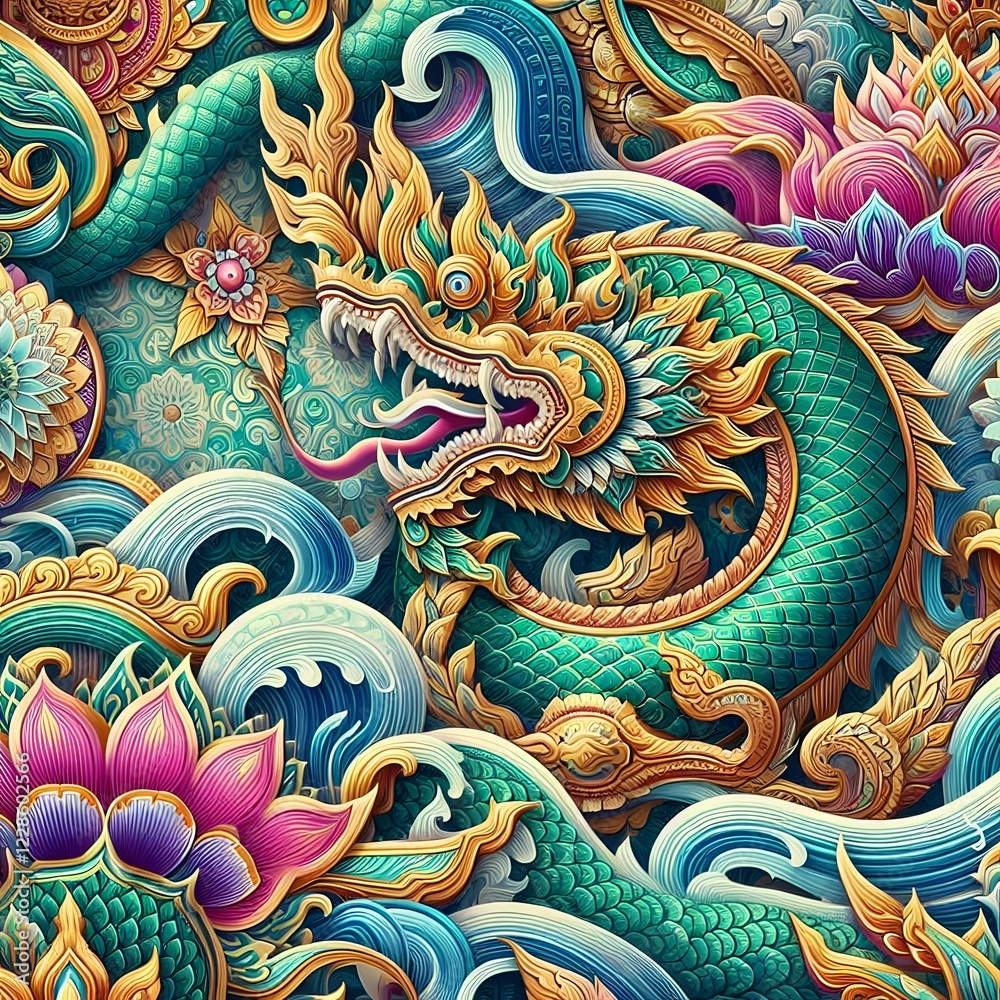 custom made wallpaper toronto digitalThai Naga Dragon Art – Vibrant Mythological Serpent
Colorful Thai Serpent – Mystical Naga in Traditional Art
"Thai Naga Dragon with Intricate Patterns – Fantasy Illustration"
