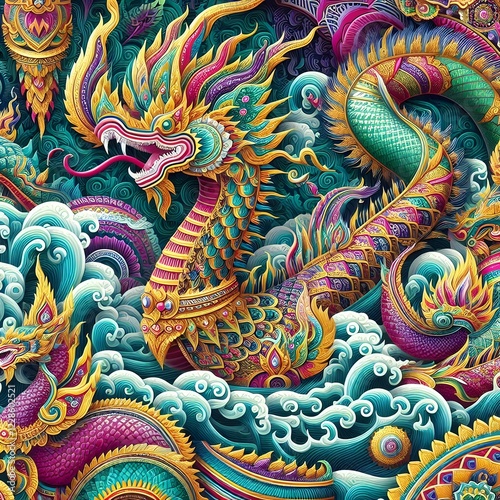 Wallpaper Mural Thai Naga Dragon Art – Vibrant Mythological Serpent
Colorful Thai Serpent – Mystical Naga in Traditional Art
"Thai Naga Dragon with Intricate Patterns – Fantasy Illustration"
 Torontodigital.ca