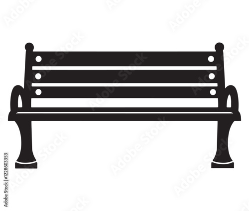 Park bench isolated on white background, Garden bench silhouette
