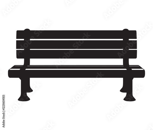 Park bench isolated on white background, Garden bench silhouette