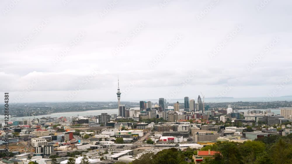 Auckland Downtown or CBD shot from Mt.Eden. Zoom out Auckland Downtown or CBD shot from Mt.Eden. Zoom out