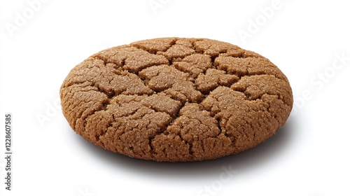 Single gingersnap cookie on white background for food photography photo