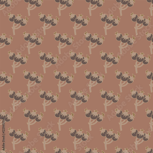 Pomegranate motif on terracotta background