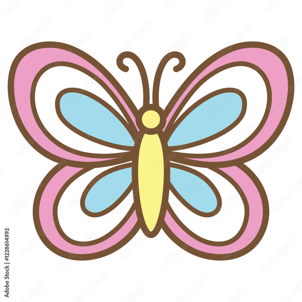 cute kawaii Butterfly outline cartoon doodle illustration cute kawaii Butterfly outline cartoon doodle illustration