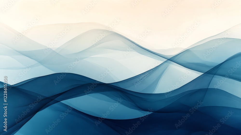 Fototapeta premium Abstract Blue Wave Forms in Gradient Hues