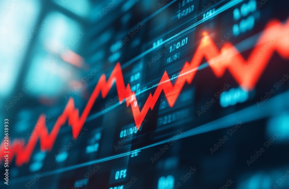 Fototapeta premium Stock market crash displayed on screen, city backdrop