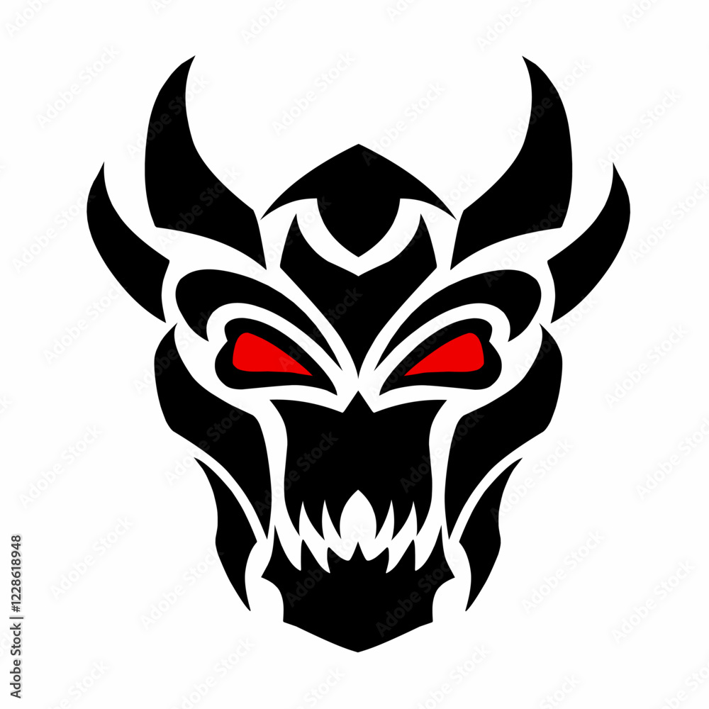 Fototapeta premium illustration vector graphic of tribal art design devil's face with red eyes