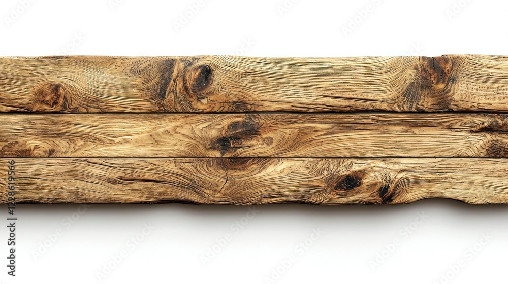 Three rustic wooden planks on white background, textured surface Three rustic wooden planks on white background, textured surface