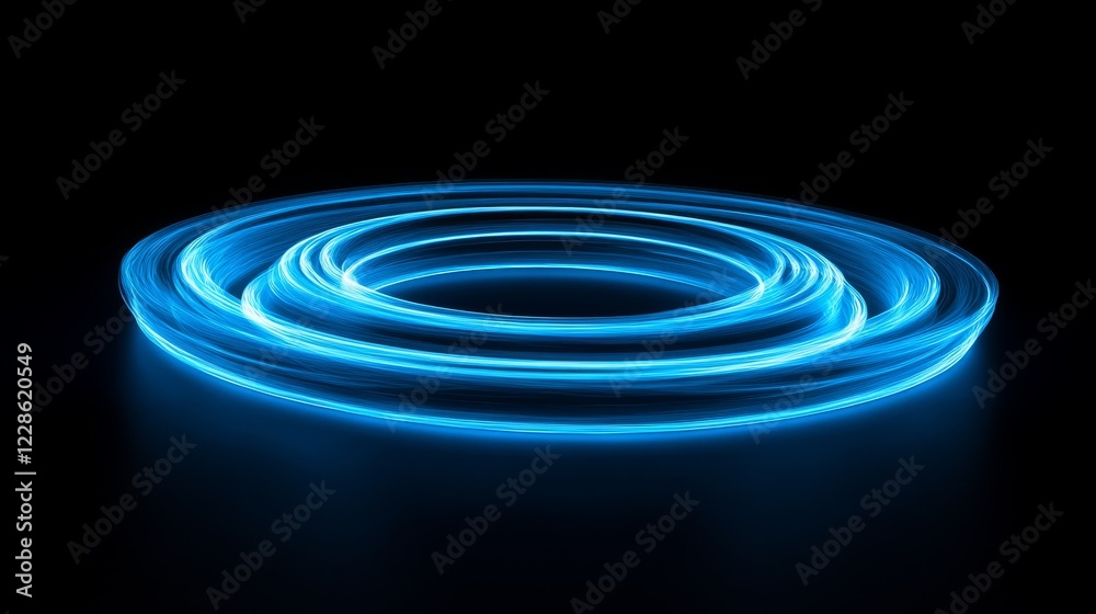Abstract Blue Light Rings Rotating in Darkness Abstract Blue Light Rings Rotating in Darkness