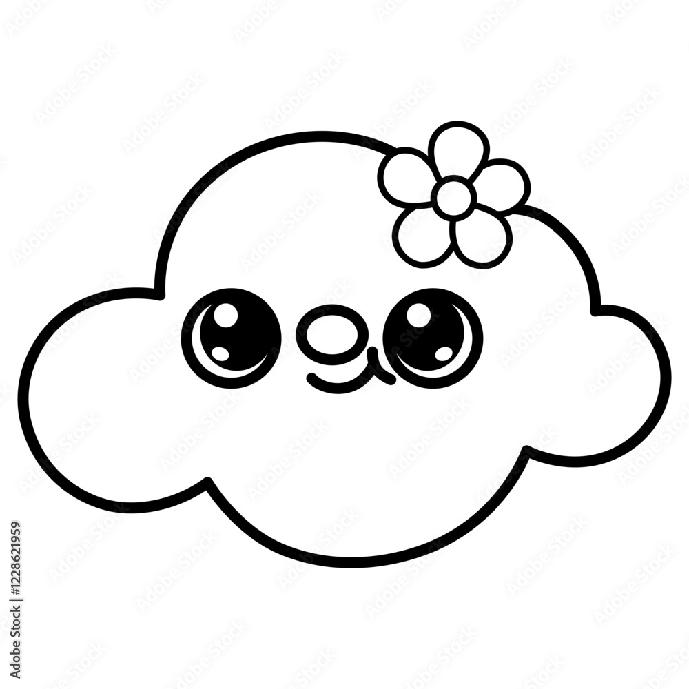 cute kawaii Cloud outline cartoon doodle illustration cute kawaii Cloud outline cartoon doodle illustration