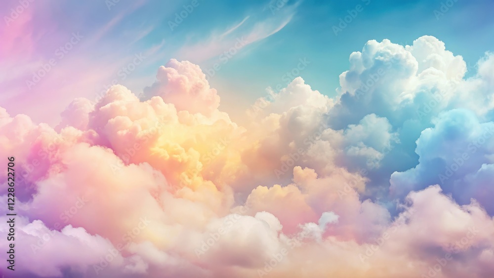 Ombre background with fluffy cloud formations and pastel colors,cloudy sky Ombre background with fluffy cloud formations and pastel colors,cloudy sky