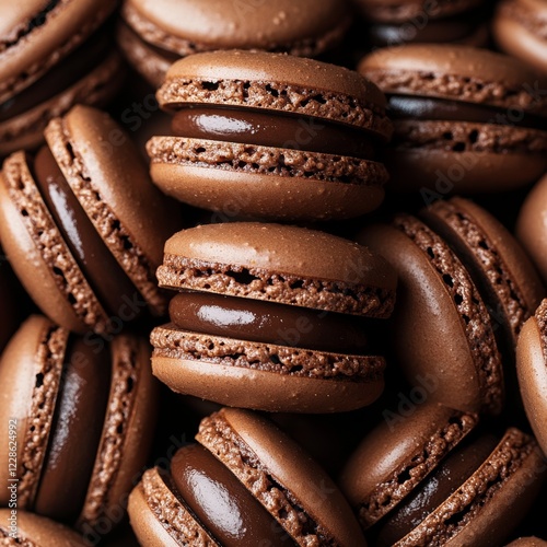 close-up of pile of chocolate macaroons