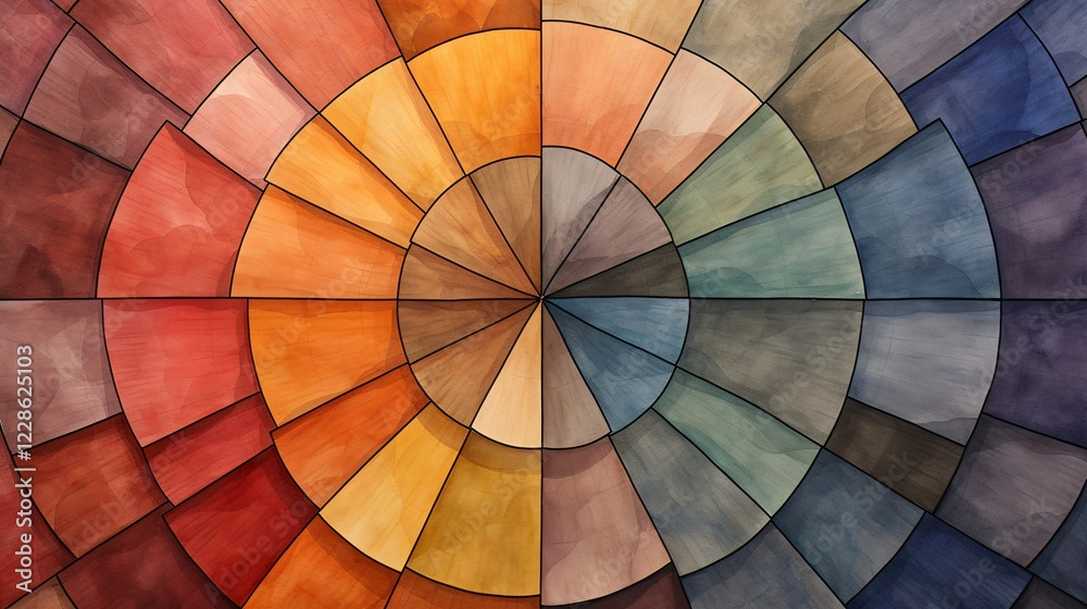 Fototapeta premium Wheel pattern created with various colored pencils