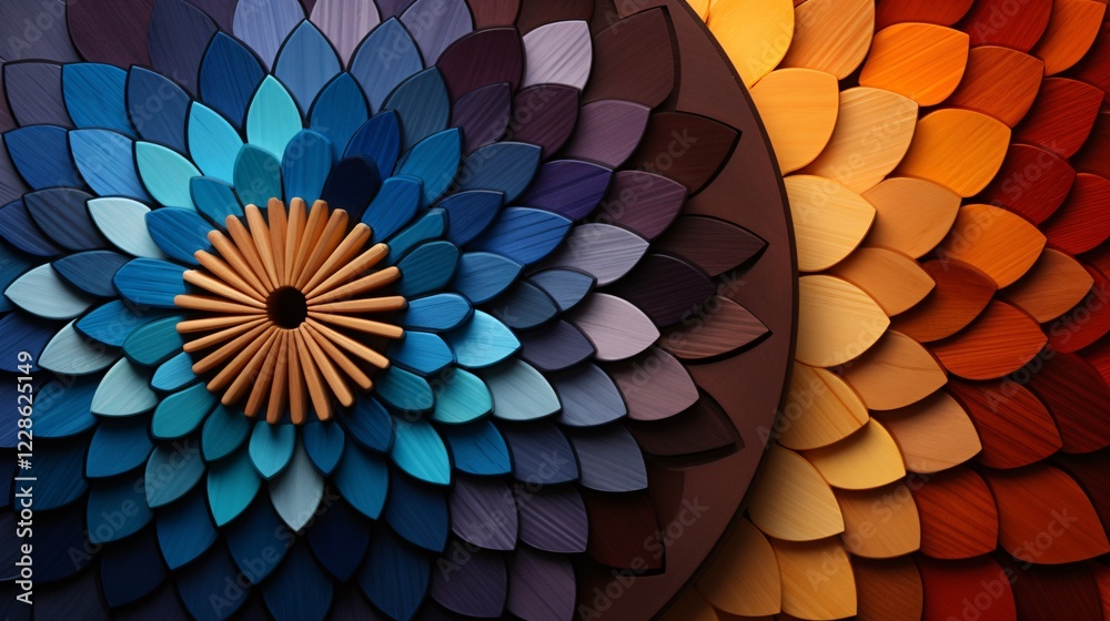 Fototapeta premium Wheel pattern created with various colored pencils