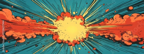 Dynamic Comic Book Explosion: A Visual Representation of Power and Energy