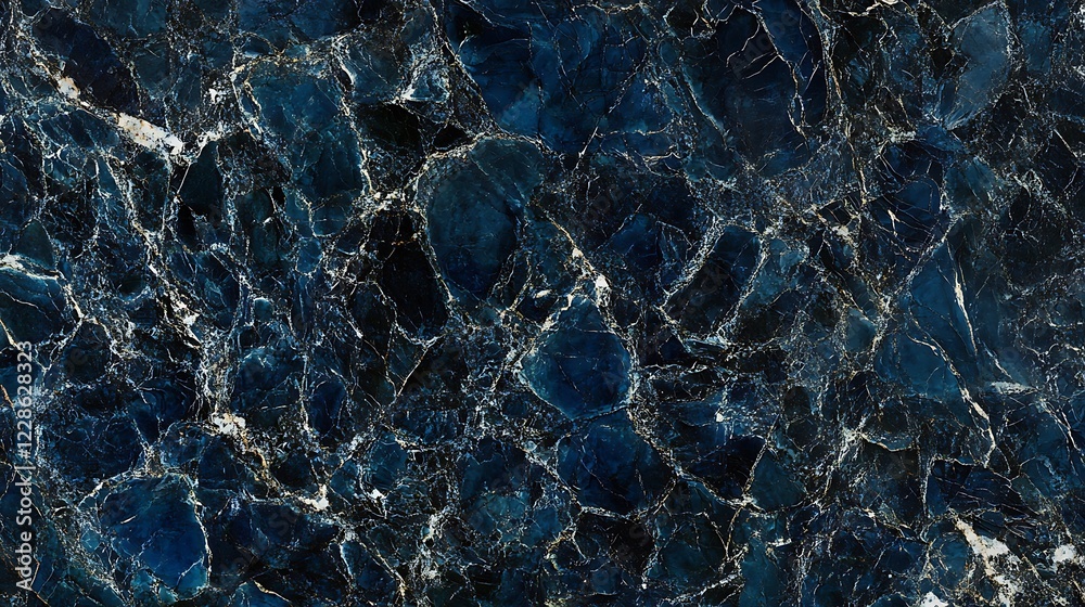 Obraz premium Deep Blue Marble Texture With Gold Veins