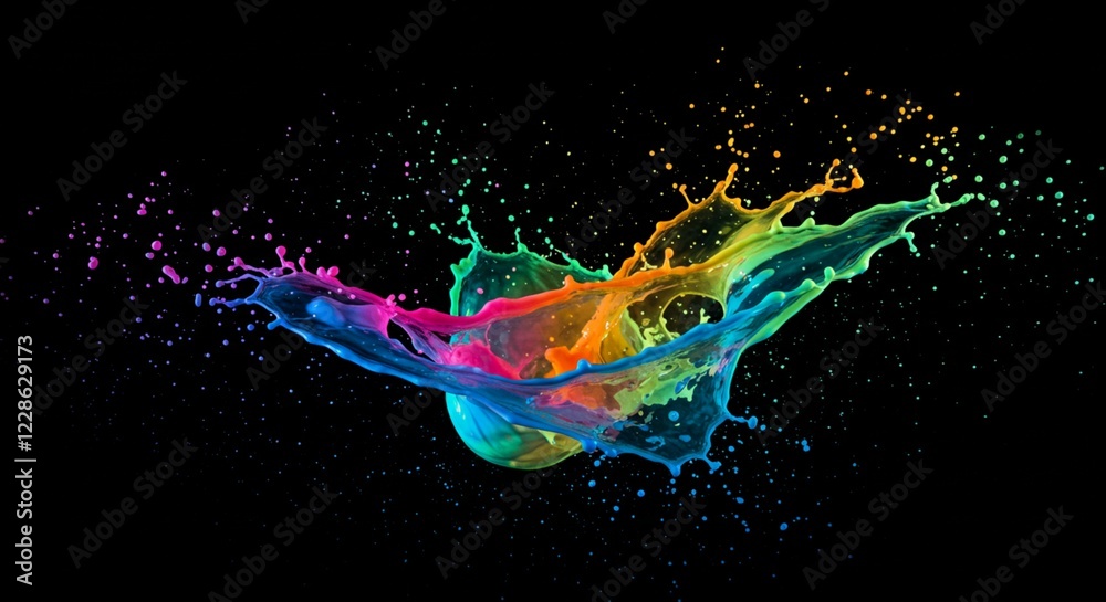 Obraz premium Vibrant Rainbow Paint Splash Colorful Liquid Explosion Abstract Art Background
