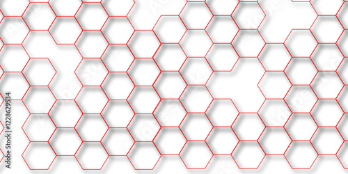 abstract geometric red texture background red hexagon 3D background texture. 3d rendering illustration. Clear pattern abstract background hexagon .Futuristic abstract banner.